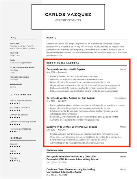 Ejemplo de experiencia laboral en pastelería