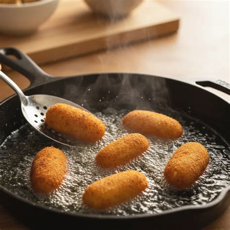 Croquetas doradas en una sartén