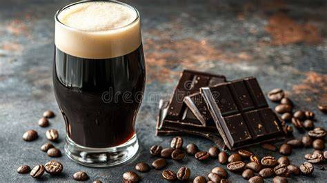 Vaso de cerveza stout con espuma cremosa