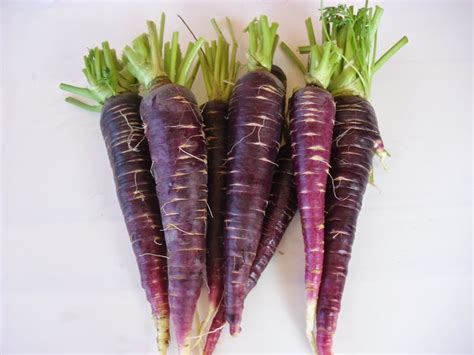 Zanahorias moradas cortadas mostrando su interior