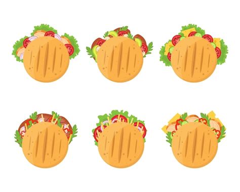 Ilustración de una arepa venezolana con diferentes rellenos