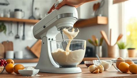 Batidora de mano emulsionando una salsa en un recipiente alto