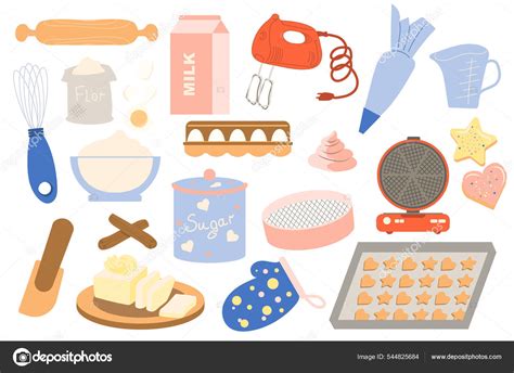 Ilustración de diferentes utensilios de panadería y repostería