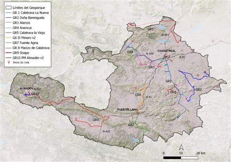 Mapa de la comarca del Campo de Calatrava