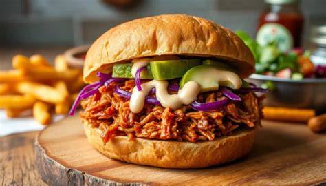Plato de jackfruit a la barbacoa vegana