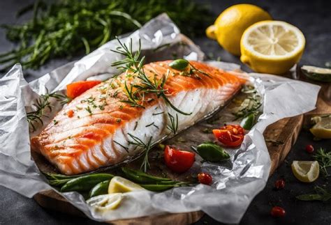 Variedad de pescados y mariscos para cocinar en papillote