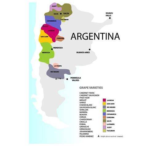 Mapa de las regiones vitivinícolas de Argentina
