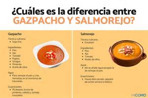 Comparativa ingredientes gazpacho y salmorejo