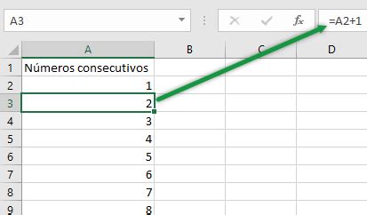 Ilustración de las diferentes formas de crear números consecutivos en Excel