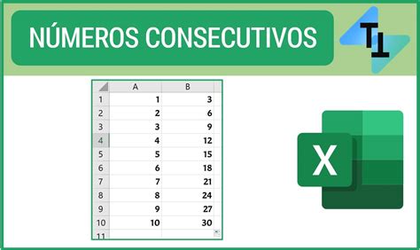 Ejemplo de números consecutivos en una tabla de Excel