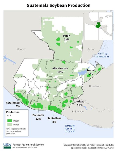mapa de zonas agrícolas de exportación en Guatemala