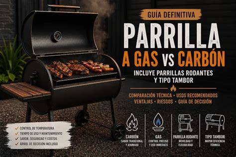 Tabla comparativa: Parrillas de gas vs. carbón