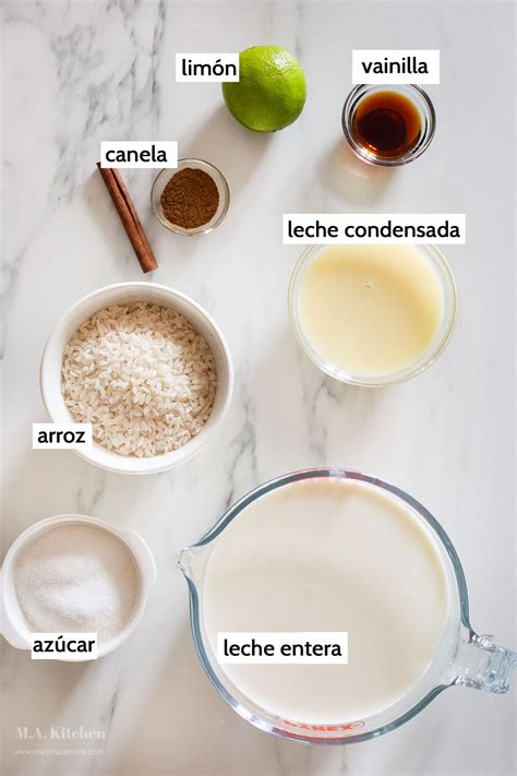 Ingredientes para arroz con leche