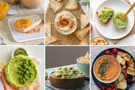 Variedad de dips y untables veganos para sándwiches