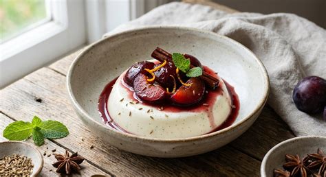Panna cotta de ciruela con compota