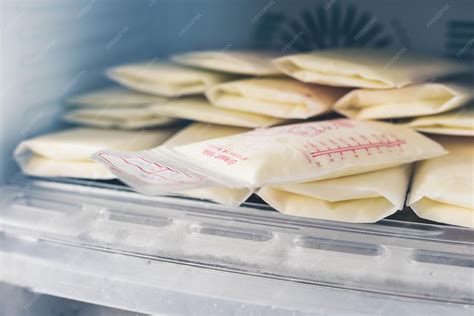 Envases de leche materna congelada etiquetados