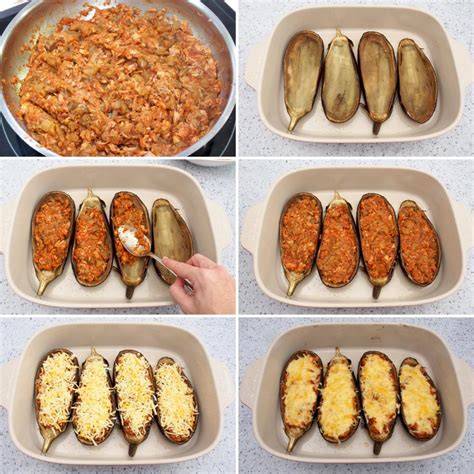 Berenjenas rellenas listas para gratinar