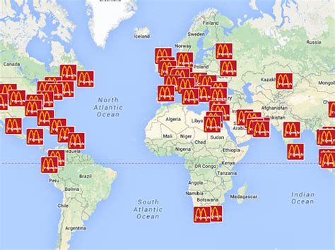 Mapa global de restaurantes McDonald's