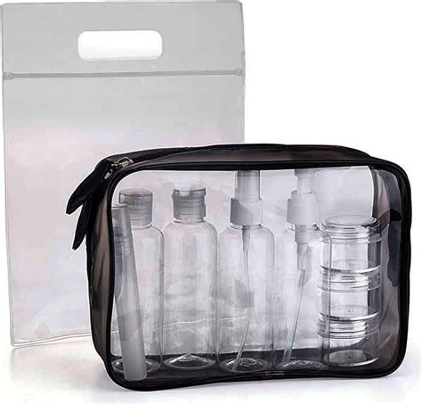 Bolsa transparente con envases de líquidos de 100 ml para equipaje de mano