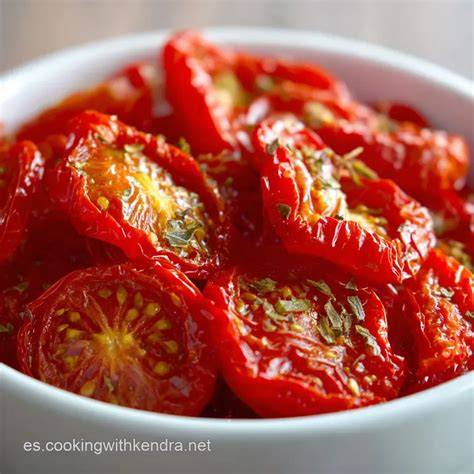 Tomates deshidratándose en el horno
