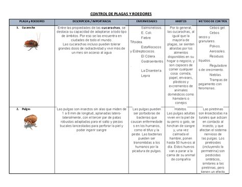 Cuadro comparativo de plagas y tratamientos