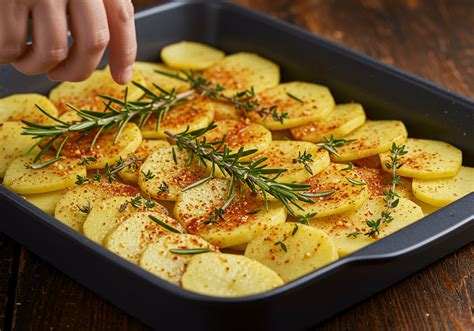 Capas de patatas en molde para horno