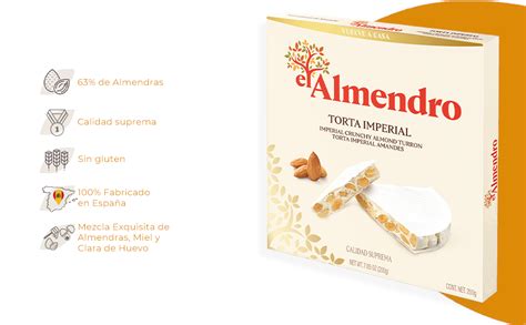 Ingredientes de la Torta Imperial: almendras, miel, azúcar, clara de huevo