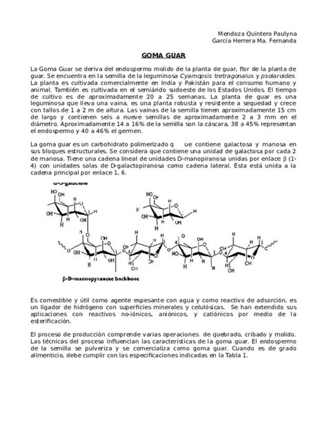 Esquema de la estructura química de la goma guar
