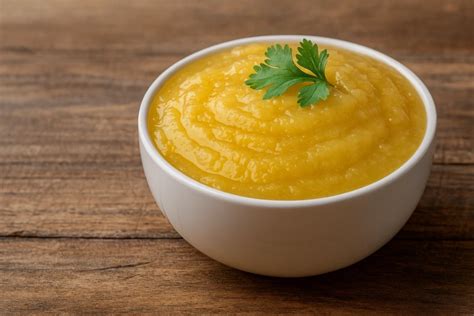 Puré de manzana casero en un recipiente