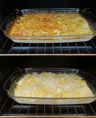 Patatas gratinadas en fuente para horno