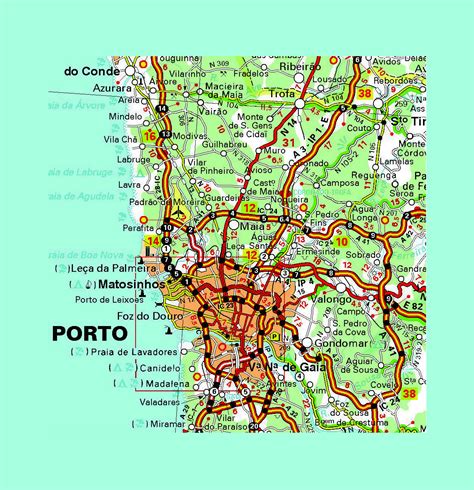 Mapa de Portugal y Oporto