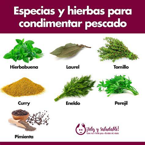 Variedad de hierbas frescas y especias para condimentar pescado