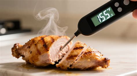Proceso de medición de temperatura interna en pechuga de pollo