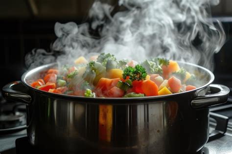 Verduras congeladas cocinándose directamente en una olla