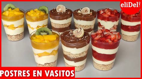 Selección de postres cremosos en vasitos