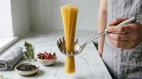 Cucharón de pasta con agujero para medir