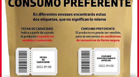 Etiquetas de caducidad y consumo preferente