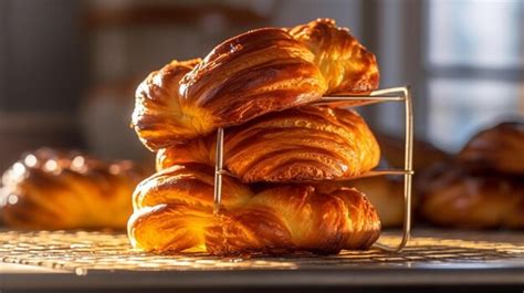 Brioches recién horneados en rejilla