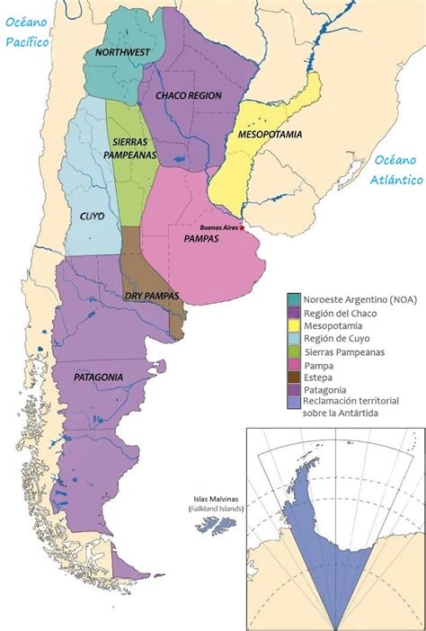 Mapa de Argentina resaltando las regiones donde es popular la tortilla a la parrilla