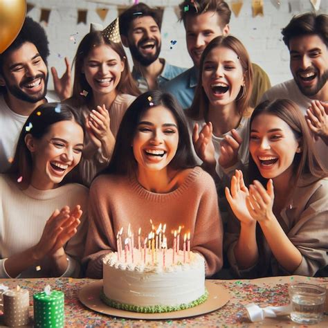 Mujer celebrando con un pastel