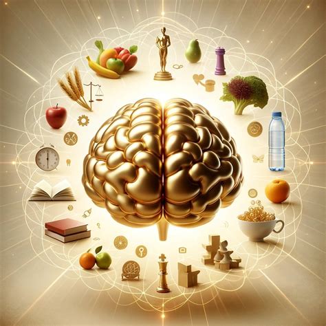 representación de una dieta equilibrada y hábitos saludables para el cerebro