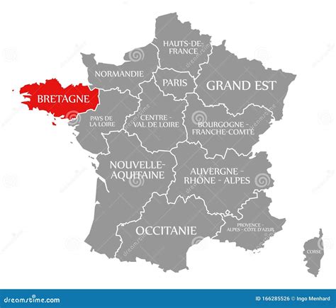 Mapa de Francia señalando la región de Bretaña