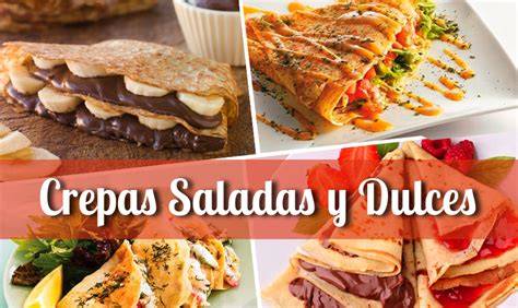 Variedad de crepes con rellenos dulces y salados