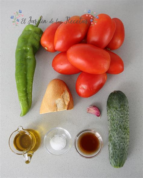 Ingredientes para gazpacho sin pimiento