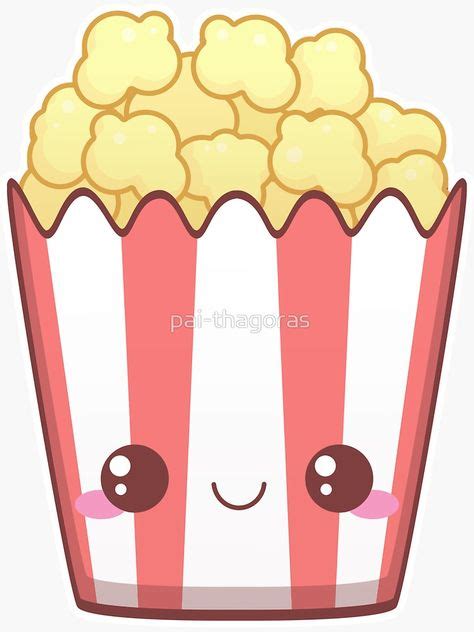 Dibujo final de las palomitas kawaii a color