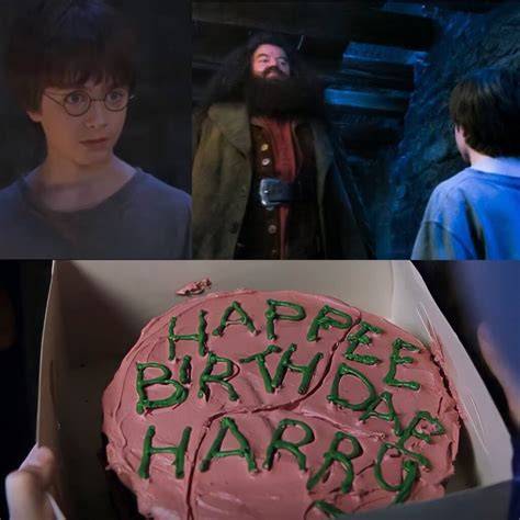 Representación del pastel de Hagrid para Harry Potter