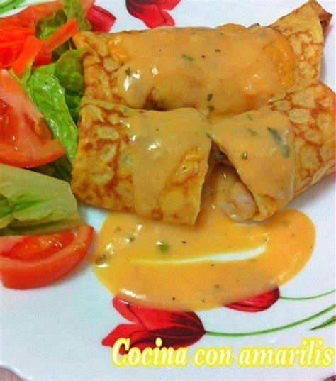 crepes rellenas de marisco al horno