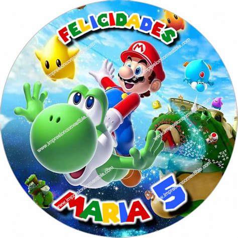 Oblea Super Mario y Yoshi para tartas