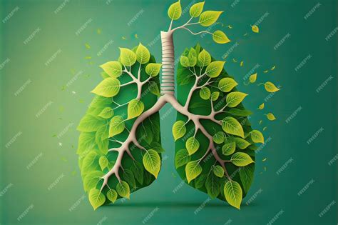Representación de pulmones sanos antes y después de la ingesta de jugos verdes