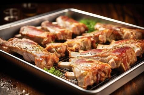 Costillas de cerdo crujientes recién salidas del horno
